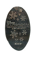 CA0221 DISNEY CALIFORNIA ADVENTURE  Disneyland® Park & copy;DISNEY  Snowflakes and Mickey Ornaments Holiday Pressed Nickel Reverse