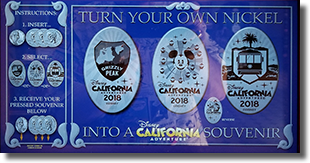 The Disney California Adventure 2018 Yearly pressed nickel set, CA0247, CA0248 and CA0249 marquee as of 2-15-2018