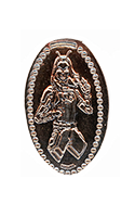 CA0304 Vending Style Penny Press Machine Marvel's Mantis vertical elongated coin image. 