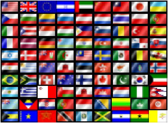 These flags followed by the country and region lists represent most all 