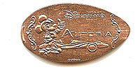 Picture of Hong Kong Disneyland pressed pennies or Magical Coin Souvenirs.