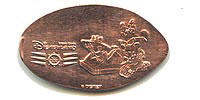 Picture of Hong Kong Disneyland pressed pennies or Magical Coin Souvenirs.