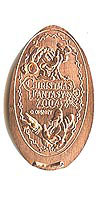 CHRISTMAS FANTASY 2004, Mickey Tokyo Disneyland Pressed Penny or Nickel souvenir medal
