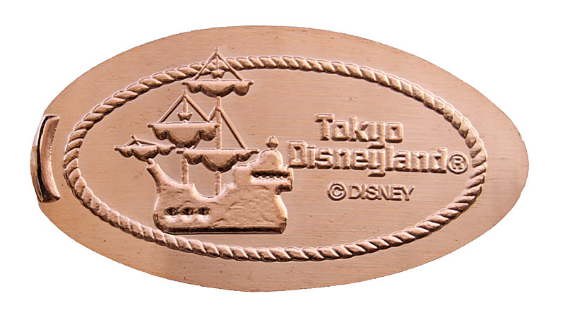 Pirate Ship Tokyo Disneyland pressed penny or medal released April, 2009