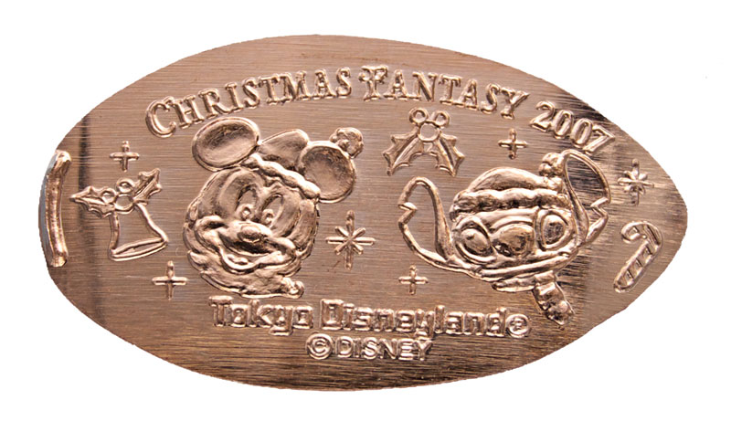 Tokyo Disneyland pressed penny medal Christmas 2007