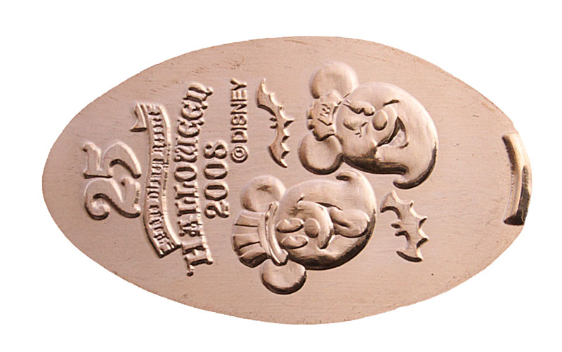 October 2008 Halloween Mickey and Minnie ghosts pressed penny
