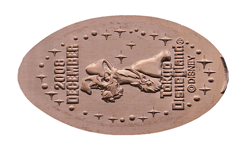 Tramp from the movie Lady and the Tramp.  December Tokyo Disneyland medal or pressed penny.