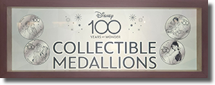 Disneyland medallion machine set #42-45 marquee, World of Disney Gifts #1 Downtown Disney, Anna &  Elsa, Jasmine &  Rajah, Snow White, Mulan,  Medallion Guide Numbers 42-45 1/27/2023 