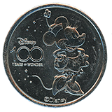 #2, Disneyland Resort's Disney 100 Years of Wonder Souvenir Medallion featuring Classic Minnie Mouse