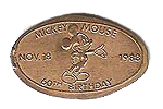 MICKEY MOUSE, NOV. 18, 1988, 60TH BIRTHDAY Pressed Coin Picture
