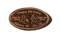 DW0045 Horizontal elongated coin image, Happy Birthday, NOV. 18 1928, NOV. 20 1948, Mickey 95, Joe 75 pressed penny.
