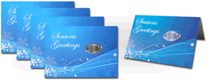 Penny Collector Seasonal Greeting Card with pressed nickel!