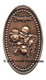 Pressed penny pin, the three ghosts Phineas Queeg, Gus Gracey, and Ezra Dobbins