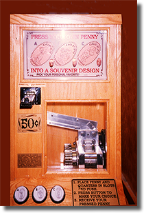 DL0042-43-44 Dopey, Happy and Sneezy pressed penny machine. Image courtesy of the Wooten Family. 