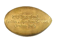 CM0035 2010 DISNEYLAND RESORT FACILITIES& OPERATIONS SERVICES CHRISTMAS PARTY elongated token stampback 