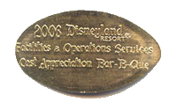 CM0026 2008 DISNEYLAND ® RESORT, FACILLITES & OPERATIONS SERVICES, CAST APPRECIATION BAR-B-QUE elongated token reverse image.