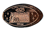 CM0056 D23 The Official Disney Fan Club Celebrating 10 Fantastic Years. Mickey horizontal pressed penny. 