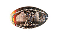 CA0327 Vending Style Penny Press Machine Mickey Mouse Conducts World of Color, 70th Anniversary Logo, horizontal Disneyland Resort 70th Anniversary pressed penny image.    Located just outside of Rushin' River Outfitters, Disney California Adventure, Disneyland Resort, USA. First reported onstage by May 21, 2025.  