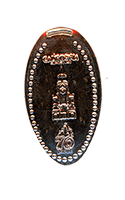 CA0336 Vending Style Penny Press Machine Carthay Circle Restaurant, 70th Anniversary Logo vertical Disneyland Resort 70th Anniversary pressed penny image. Located in Humphrey's Service and Supplies, Disney California Adventure, Disneyland Resort, USA.  First reported onstage by May 23, 2025 