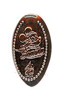 CA0338 Vending Style Penny Press Machine Pilot Mickey Mouse Soarin', 70th Anniversary Logo, vertical Disneyland Resort 70th Anniversary pressed penny image. Located in Humphrey's Service and Supplies, Disney California Adventure, Disneyland Resort, USA.  First reported onstage by May 23, 2025 