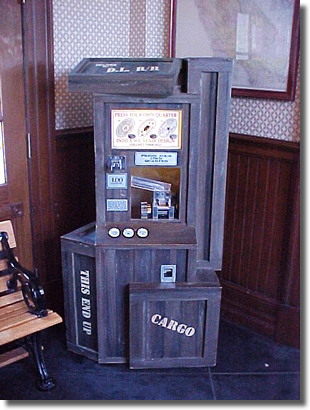 Disney’s California Adventure pre-opening pressed quarter set machine CA0001-3, later location inside the Disneyland Main Street Train Station. Image courtesy of the Wooten Family