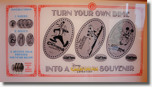 Pressed dime machine sign or marquee for the forth set of 10th Anniversary DCA elongated dimes 