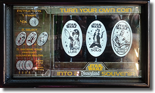 Disney California Adventure Gone Hollywood Star Wars quarter press machine marquee 3-03-2017. Coin numbers CA0223, CA0224, and CA0225.