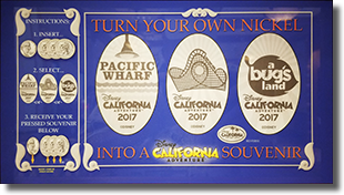 Disney California Adventure 2017 pressed nickel set CA0229, CA0230, and CA0231 marquee 7/29/2017