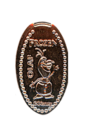 CA0284 Vending Machine Olaf of the movie Frozen vertical elongated pressed coin image.