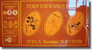 California Adventure Pressed Penny Machine Sign for the CA0017-109 pressed pennies