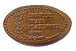 Picture of Disneyland souvenir Country Bear Playhouse pressed pennies - elongated coins.