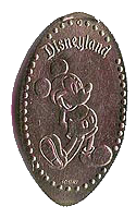 DL0083 Classic Mickey pressed quarter image. Originally located at Teddi Barra's Swingin' Arcade, back in Bear Country, later called Critter Country.