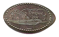 DL0084 Disneyland Hotel Monorail pressed quarter image. Originally located at Teddi Barra's Swingin' Arcade, back in Bear Country, later called Critter Country.