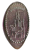 DL0085 Disneyland Castle pressed quarter image. Originally located at Teddi Barra's Swingin' Arcade, back in Bear Country, later called Critter Country.