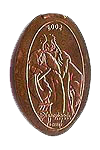 DL0182 RETIRED Cruella De Vil pressed penny elongated coin image.
