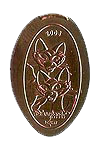 DL0198 RETIRED the Siamese cats, Si & Am, Villain pressed penny elongated coin image. 