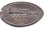  DL0227 RETIRED Locomotive squished nickel elongated coin image. 