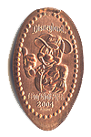 DL0232 RETIRED Racer Mickey squished penny elongated coin image.