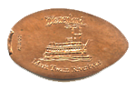DL0249 RETIRED Mark Twain Steamboat squished penny elongated coin image.