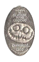 Santa Jack Skellington face Nightmare Before Christmas pressed elongated quarter. Click for larger image.