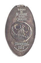 DL0335 RETIRED 2005 Santa Jack Skellington later version smashed quarter elongated coin image.