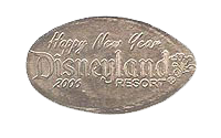 DL0339r HAPPY NEW YEAR DISNEYLAND ® 2006 smashed nickel stampback.