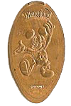 DL0349 Mickey standing pressed penny elongated coin image. 
