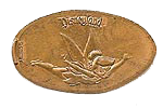 DL0353 RETIRED Tinker Bell flying pressed penny elongated coin image.