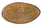 DL0363 Disneyland Castle "WHERE DREAMS COME TRUE" pressed penny elongated coin image.