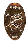 DL0370 RETIRED Pumbaa prancing pressed penny elongated coin image.