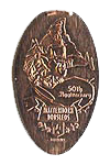 DL0444 Retired ANNIVERSARY, MATTERHORN BOB SLEDS smashed penny or elongated coin image. 
