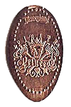 DL0470 Retired PIRATE PRINCESS Crest smashed penny No "Disneyland ® Resort" elongated coin image.