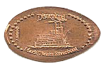  DL0482 Rivers of America Mark Twain Steamboat pressed penny or elongated coin image.