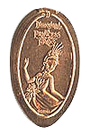  DL0492a Retired Princess Tiana of The Princess and the Frog Wide border pressed penny or elongated coin image.